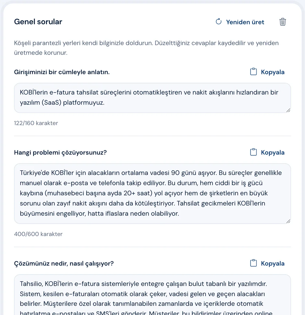 Program başvuru sorularına hazır cevaplar